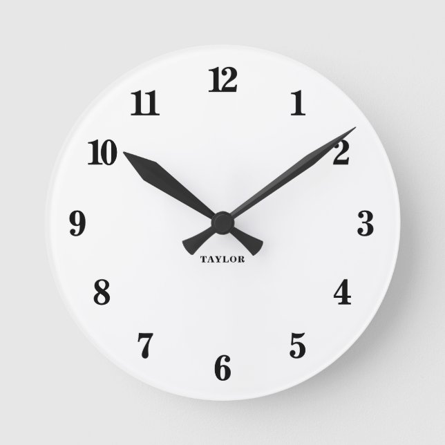Chic Personalisiert Elegante Modernes Minimalistis Runde Wanduhr (Vorderseite)