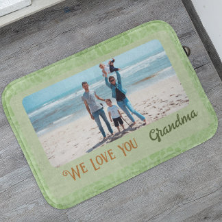 Chic Personalisiert Foto Text Oma Geschenk Grün Badematte