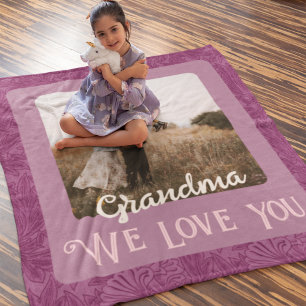 Chic Personalisiert Foto Text Oma Geschenk Rot Fleecedecke