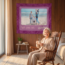 Chic Personalisiert Foto Text Oma Geschenk Rot Wandteppich