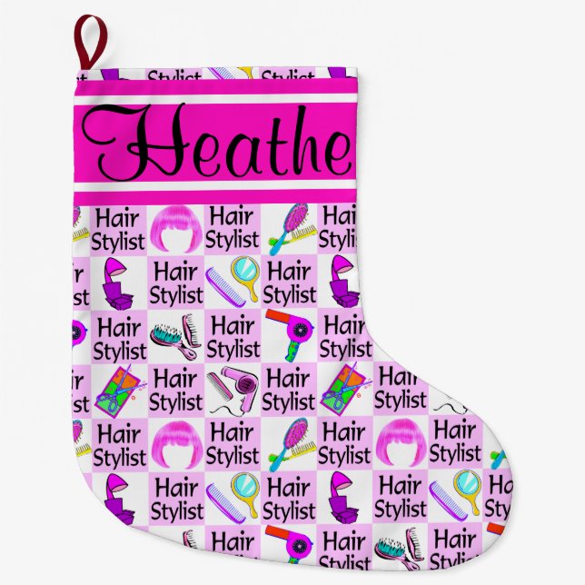 CHIC PERSONALISIERT HAIR STYLIST CHRISTMAS STRUMPF GROßER WEIHNACHTSSTRUMPF (Vorderseite)
