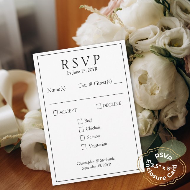 Chic Personalisiert Minimal 1 Foto Newspaper Style RSVP Karte (Minimalist Chic One Photograph Modern Typography Newspaper Wedding RSVP Card)