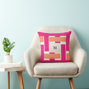 Chic Personalisiert Monogram Feminine Stripmuster Kissen