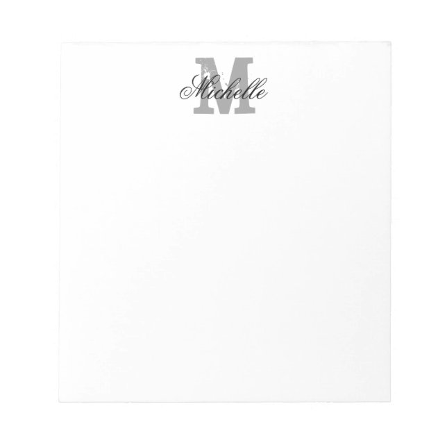 Chic personalisiert name monogram schreiben Notizb Notizblock (Vorderseite)