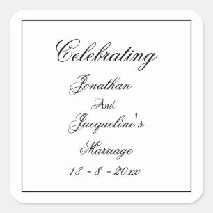 Chic Personalisiert White Wedding Umschlag Aufkleb Quadratischer Aufkleber
