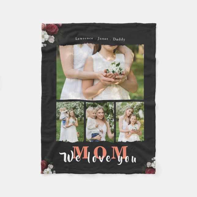 Chic Personalisierte Liebe Sie Mama 4 Familienfall Fleecedecke (Vorderseite)