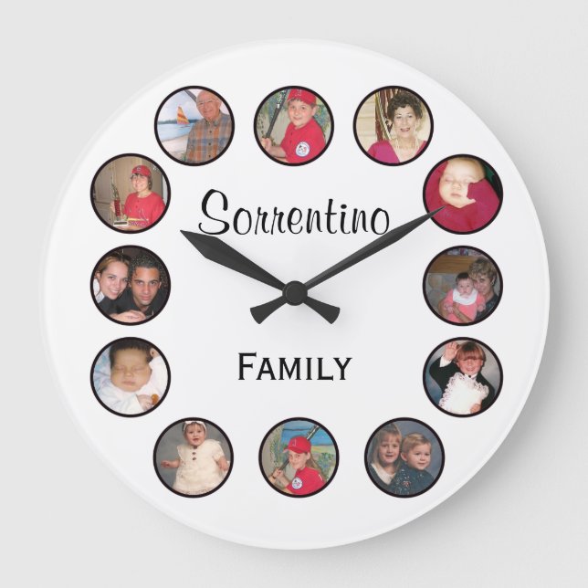 Chic Personalized Photo Round Wall Clock Große Wanduhr (Vorderseite)