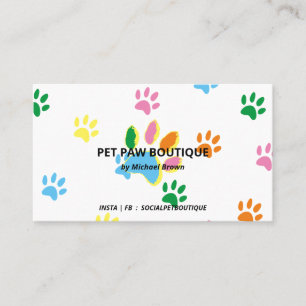 Chic Pet Paws farbenfroh Visitenkarte