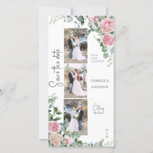 Chic Petals Pink Rose Eukalyptus Foto Strip Save The Date