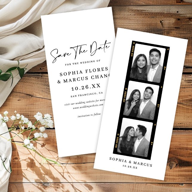 Chic Photo-booth Filmstrip Wedding Save The Date (Von Creator hochgeladen)