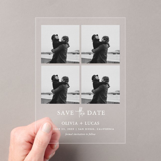 Chic Photo Collage Wedding Save The Date Acryleinladungen (Insitu (Handheld))