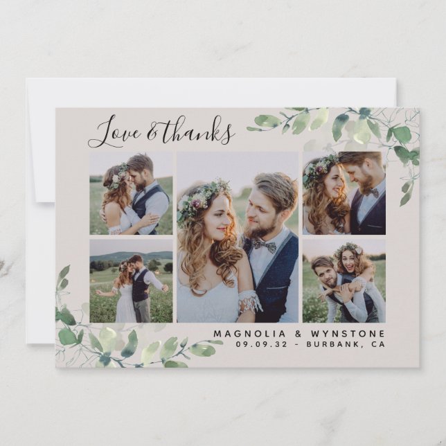 Chic Photo Eucalyptus Mariage Carte de remerciemen (Devant)