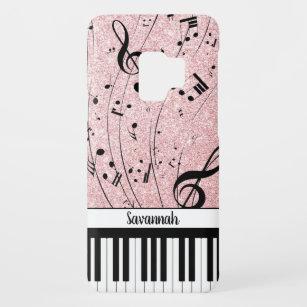Chic Piano Musiknote Rose Gold Glitzer Name Case-Mate Samsung Galaxy S9 Hülle