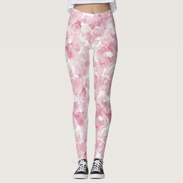 Chic Pink Abstrakt Leggings (Vorderseite)