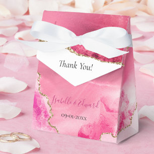 Chic Pink Achat Stein Gold Glitter Hochzeit Geschenkschachtel