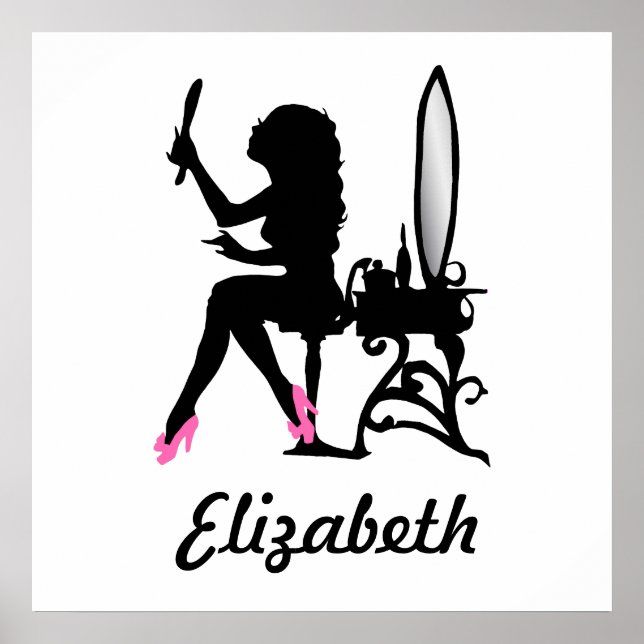 Chic Pink and Black Woman Fashion Silhouette Poster (Vorne)