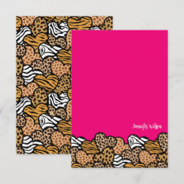 Chic Pink Animal Print Herz Valentine Individuelle Dankeskarte