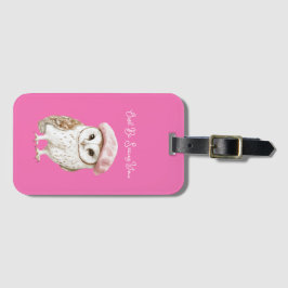 Chic Pink Beret Brown White Owl Be Seeing You Gepäckanhänger