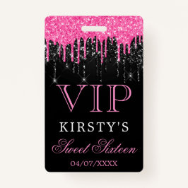 Chic Pink Black Drilling Glitzer 16 . Geburtstag V Ausweis