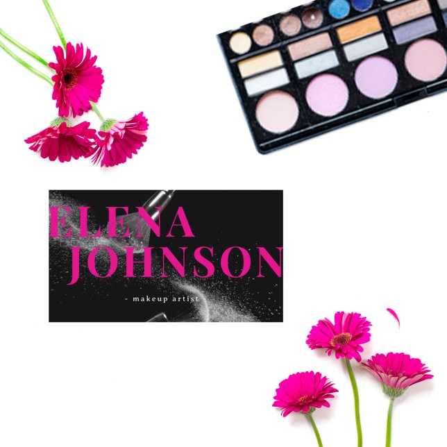 Chic Pink Black Makeup Artist QR Code Visitenkarte (Von Creator hochgeladen)