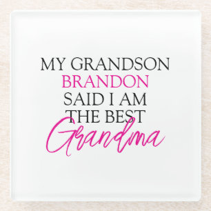 Chic Pink & Black Text Großkinder Funny Oma Glasuntersetzer