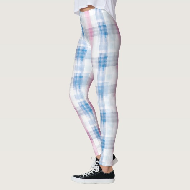 Chic Pink Blue Stripes Leggings (Links)