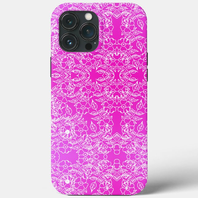 Chic Pink Blume Botanisches Muster wirbeln Case-Mate iPhone Hülle (Rückseite)
