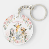 Chic Pink Blush Bloral Jungle Safari Baby Animes
