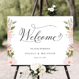 Chic Pink Blush und Rose Gold Hochzeit Begrüßungsz Poster