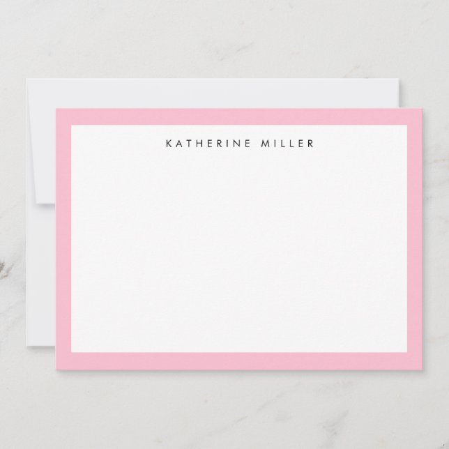 Chic Pink Border Personalisiert Mitteilungskarte (Vorderseite)