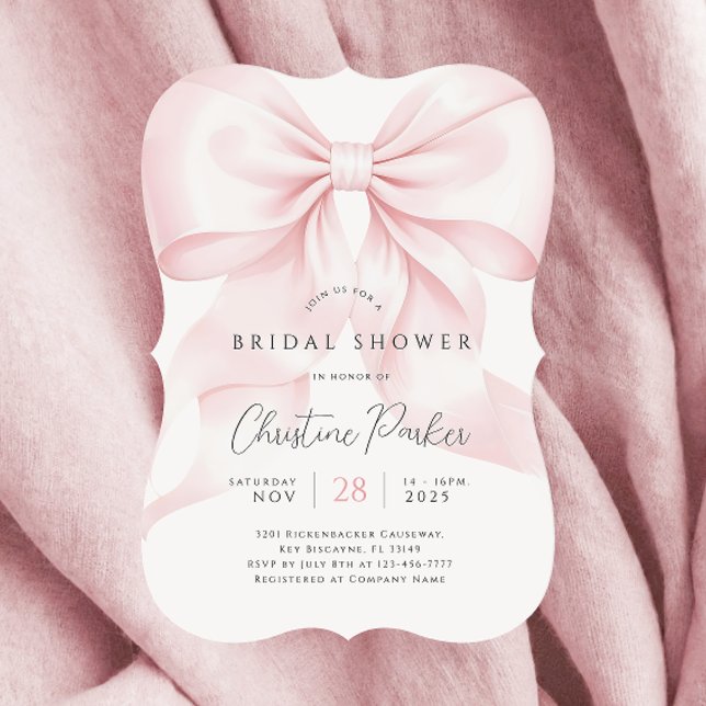 Chic Pink Bow Bridal Dusche Einladung (Von Creator hochgeladen)