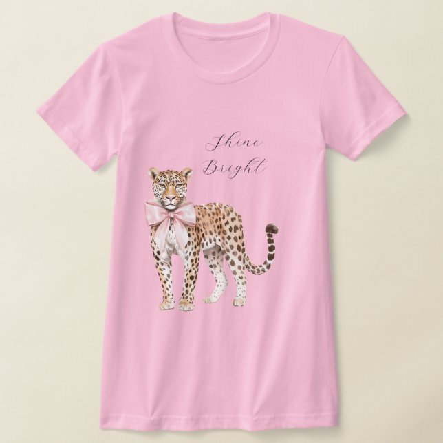 Chic Pink Bow Leopard T-Shirt (Ablage )