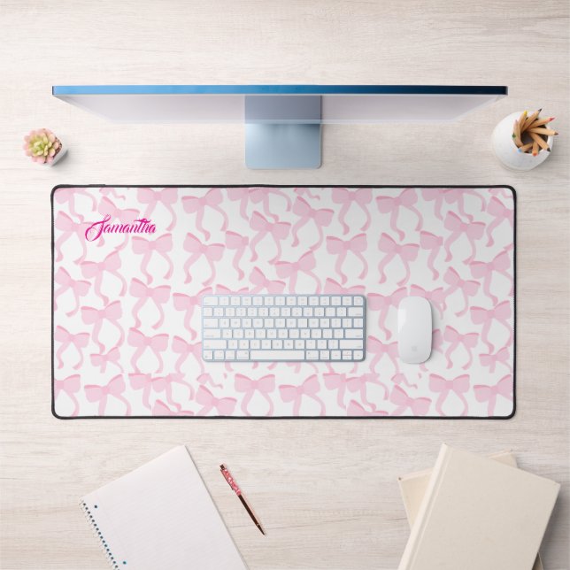 Chic Pink Bows Schreibtischunterlage (Büro 1)