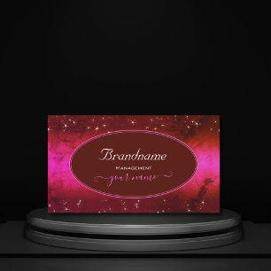 Chic Pink Burgundy Marbled Glitzer Stars Stilvoll Visitenkarte