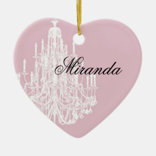 Chic Pink Chandelier Keramik Ornament