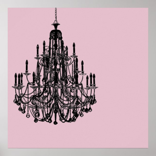 Chic Pink Chandelier Poster (Vorne)