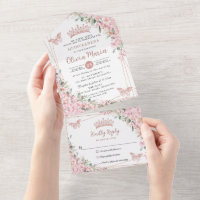 Chic Pink Cheroms Rose Gold Quinceñera