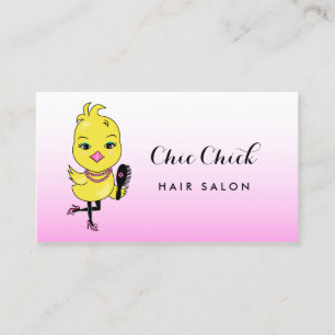 Chic Pink Chick mit Brush Hair und Schönheitssalon Visitenkarte
