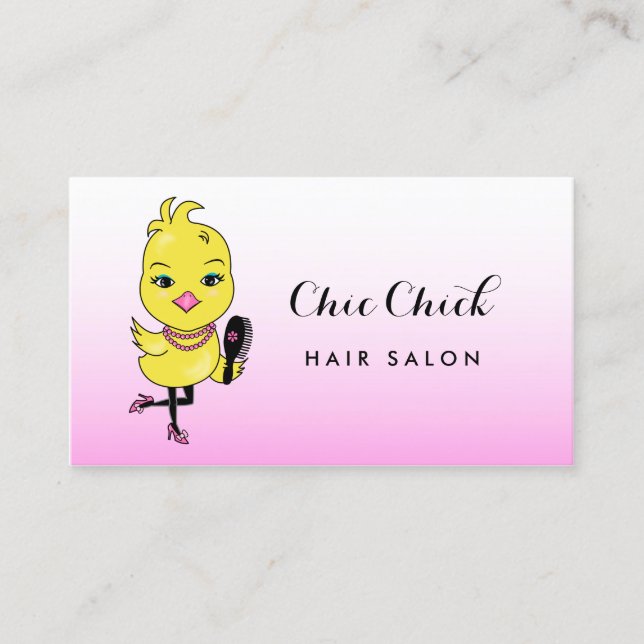 Chic Pink Chick mit Brush Hair und Schönheitssalon Visitenkarte (Vorderseite)