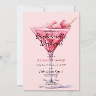 Chic Pink Cocktails | Bachelorette Weekend Einladung