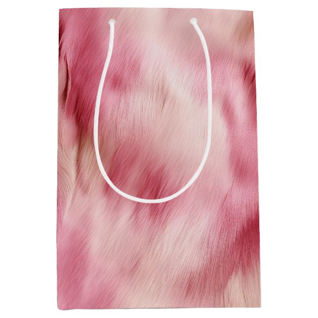 Chic Pink Cowgirl Cowhide Mittlere Geschenktüte (Vorderseite)