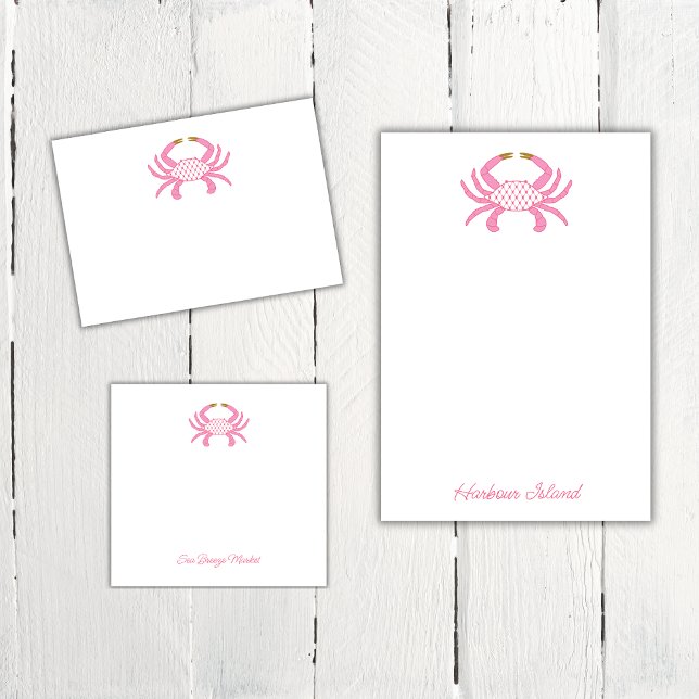Chic Pink Crab | Coastal Sticky Notees Post-it Klebezettel (Von Creator hochgeladen)
