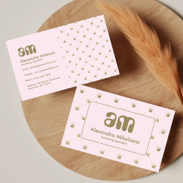 Chic Pink Crown Luxury Visitenkarte