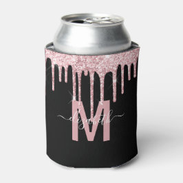 Chic Pink Drift Glitzer Monogram Name Dosenkühler