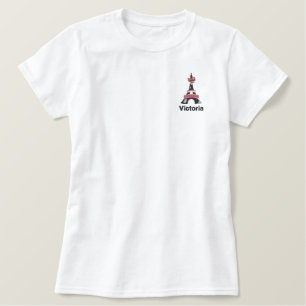 Chic Pink Eiffel Tower Paris Personalisiert Besticktes T-Shirt