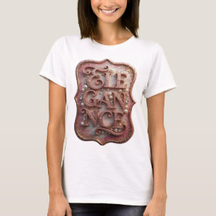 Chic Pink ELEGANCE Slogan Design T-Shirt
