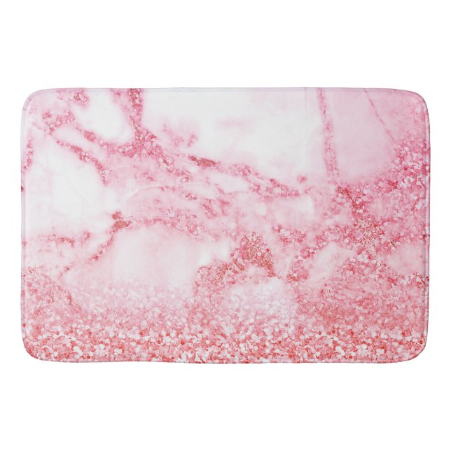 Chic Pink Elegante Rose Gold Glitzer Marmor Badematte (Vorderseite)