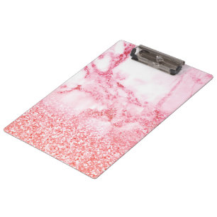 Chic Pink Elegante Rose Gold Glitzer Marmor Klemmbrett