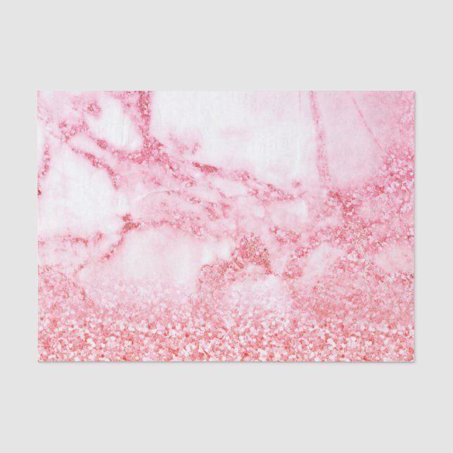 Chic Pink Elegante Rose Gold Glitzer Marmor Seidenpapier (Vorderseite)