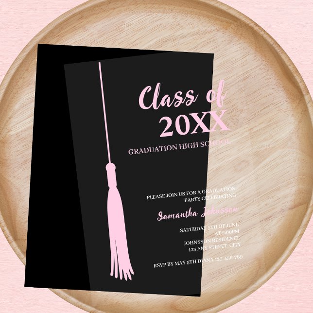 Chic Pink Feminine 2025 Grad Tassel Abschluss Acryleinladungen (Chic Pink Feminine 2025 Grad Tassel Graduation Acrylic Invitations)